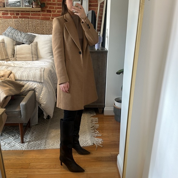 ZARA FELT TEXTURE COAT 8431/102 TAUPE BROWN TAN JACKET PEACOAT WOOL BLEND - Picture 16 of 17